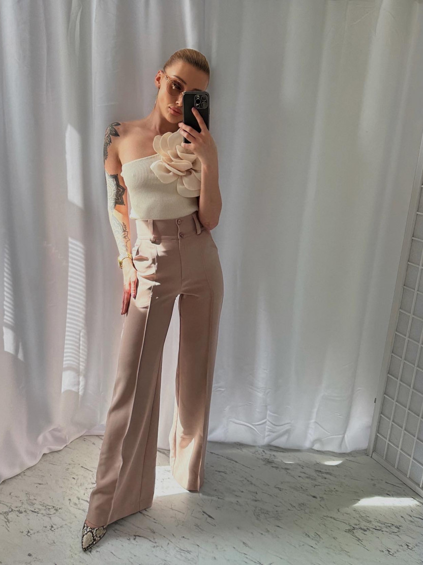 Top FLOWER MAXI beige