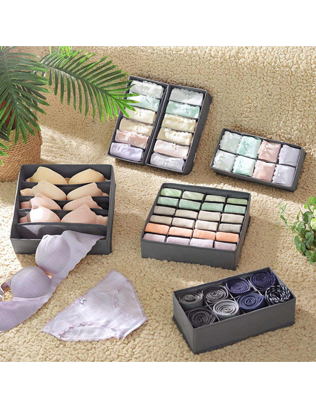 8-dielný set úložných boxov do šatníka ALAMO / Šedá