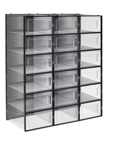 Sada 18ks úložných boxov na topánky AXION / Transparent - čierna