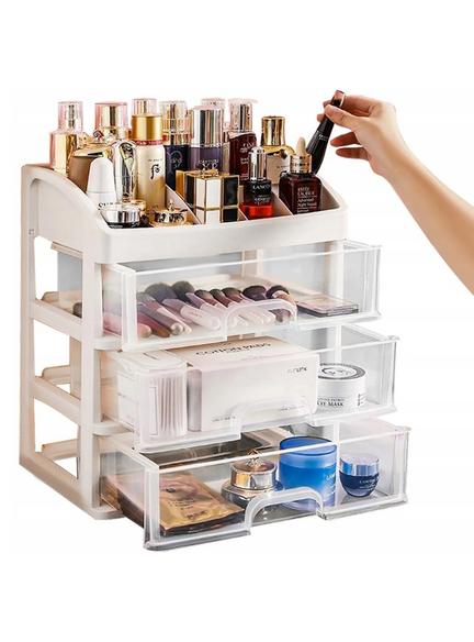 Organizér na kozmetiku CLEAR / Transparent - biela