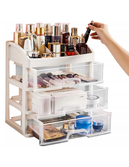 Organizér na kozmetiku CLEAR / Transparent - biela