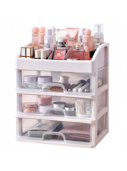 Organizér na kozmetiku CLEAR / Transparent - biela 2