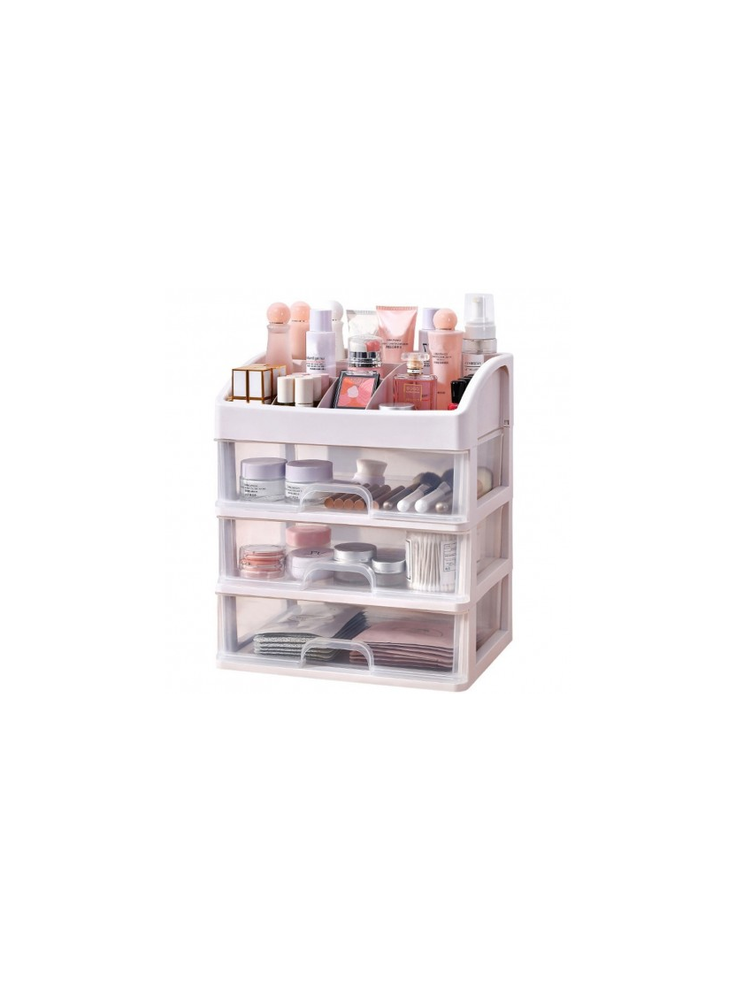 Organizér na kozmetiku CLEAR / Transparent - biela
