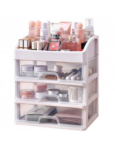 Organizér na kozmetiku CLEAR / Transparent - biela