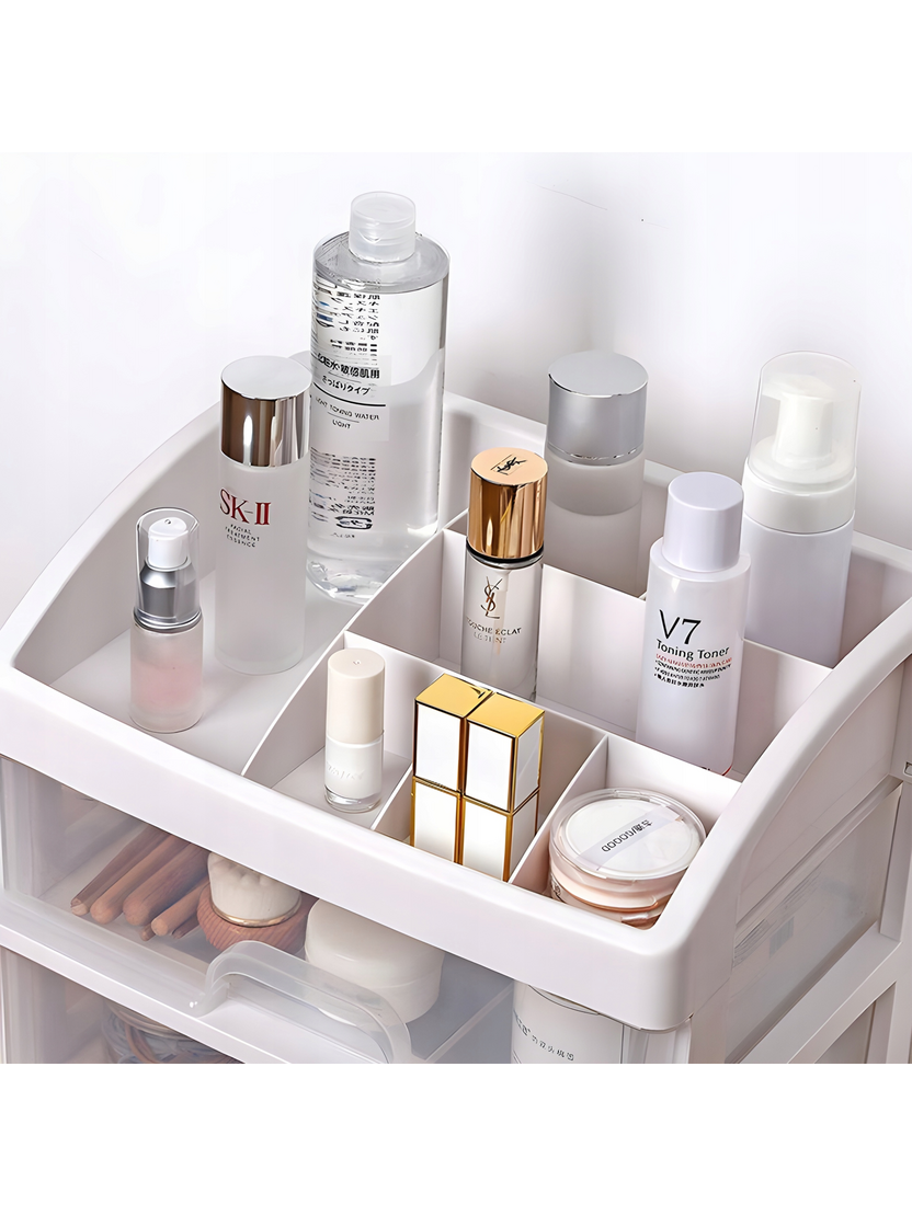 Organizér na kozmetiku CLEAR / Transparent - biela