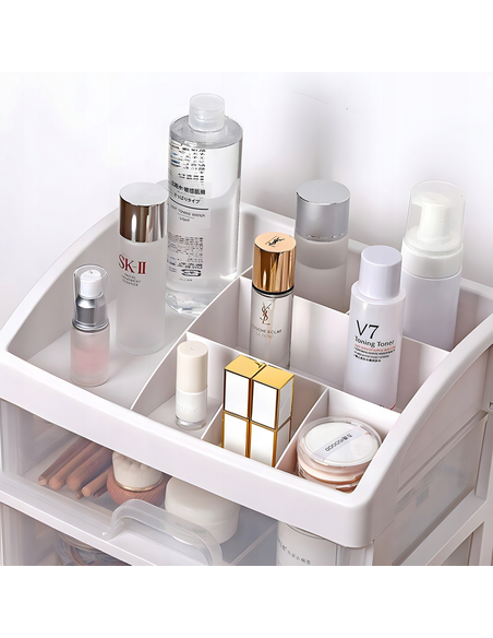 Organizér na kozmetiku CLEAR / Transparent - biela