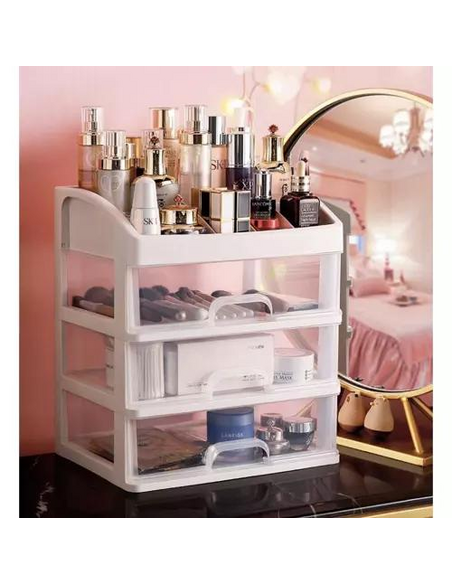 Organizér na kozmetiku CLEAR / Transparent - biela