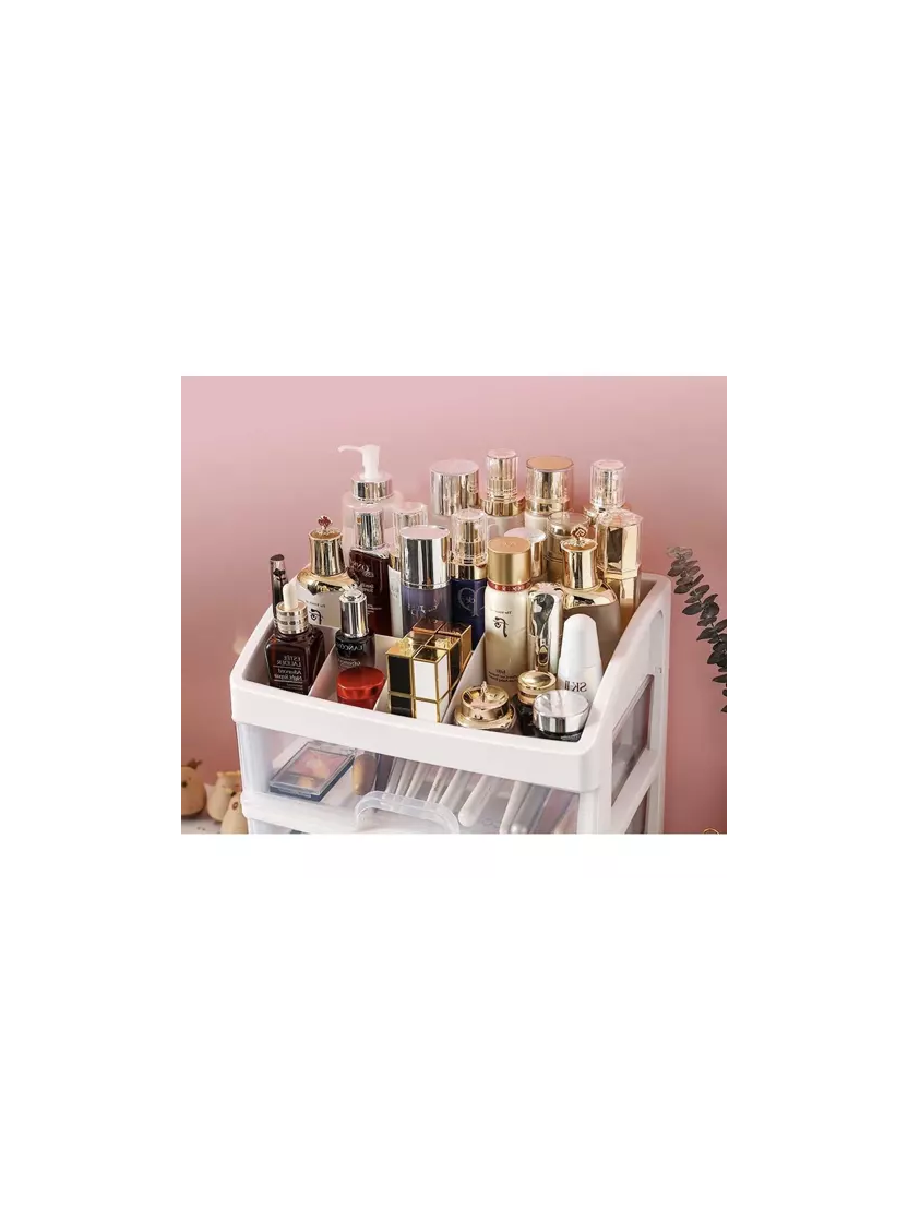 Organizér na kozmetiku CLEAR / Transparent - biela