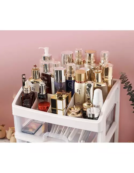 Organizér na kozmetiku CLEAR / Transparent - biela