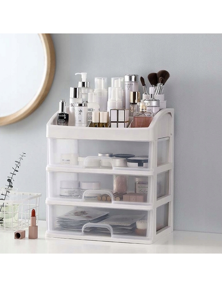 Organizér na kozmetiku CLEAR / Transparent - biela