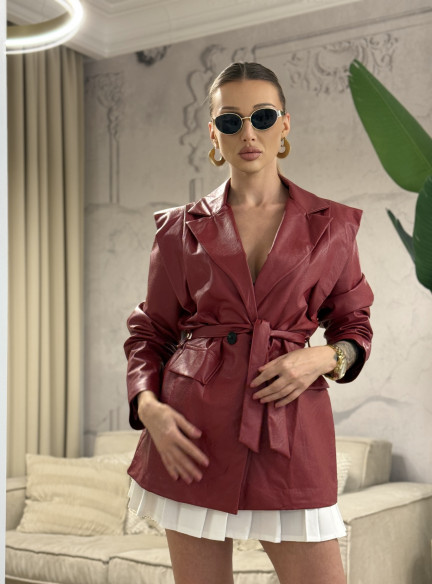Koženkové sako BURGUNDY 2
